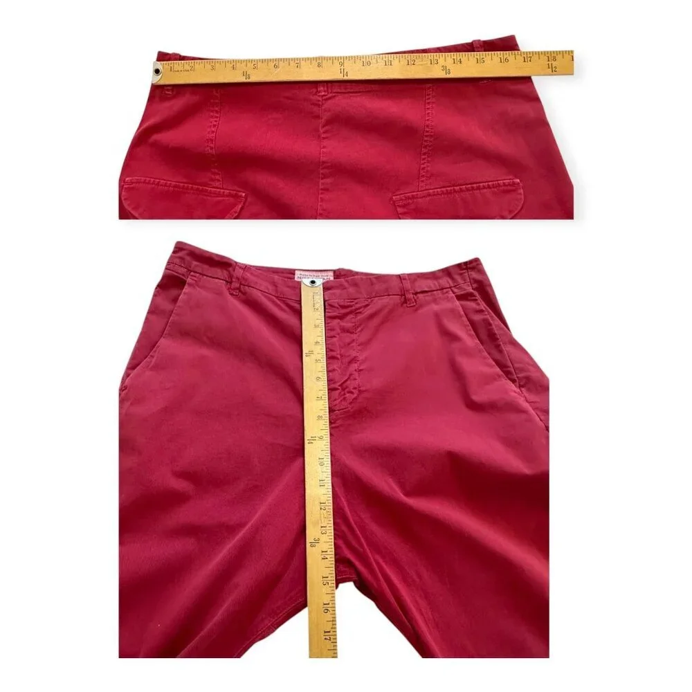 Nili Lotan Paris Drop Crotch Cropped Pants, ‎ Size 10, Red - Picture 11 of 12